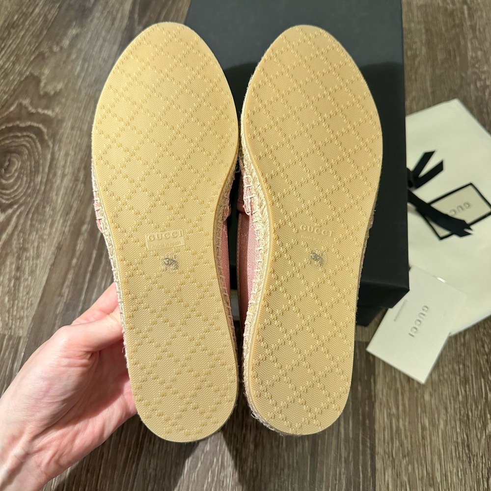 Gucci GG Canvas & Leather Espadrilles Women's Pink EU 37.5 - Picture 7 of 11